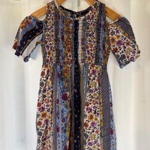 art class Multicolor Floral Cold-Shoulder Smocked Dress